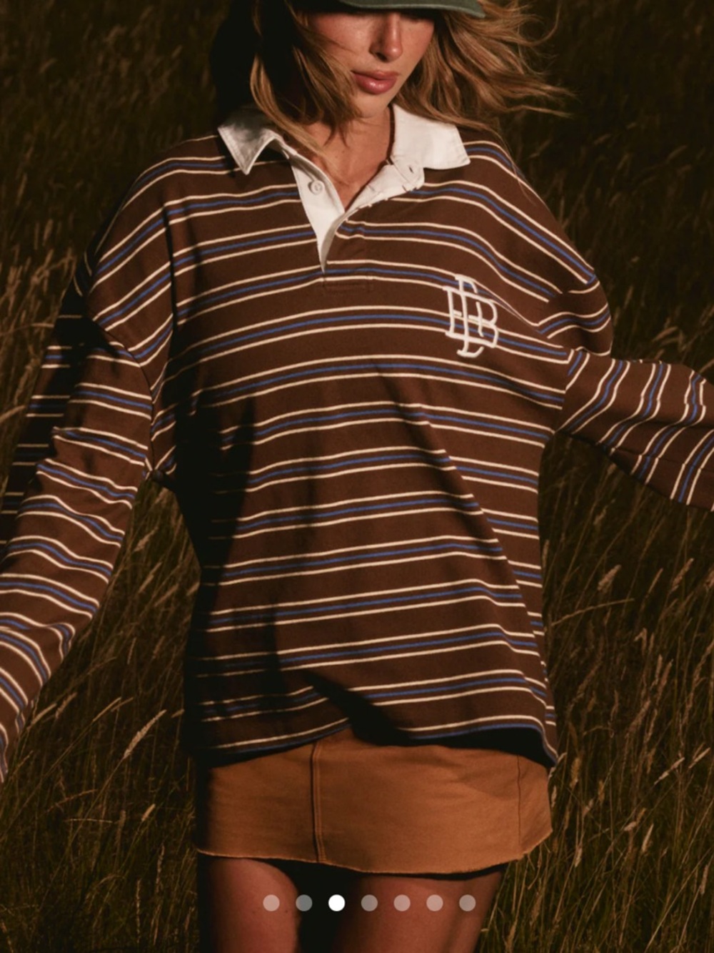 Dairy Boy brown and blue stripped polo